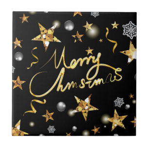 Coole Gold Black Stars Luxury Metallic Fashion Xma Fliese