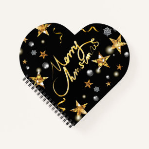 Coole Gold Black Stars Metallic Low-Key Luxury Xma Notizblock