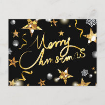 Coole Gold Black Stars Metallische Mode Merry Xmas