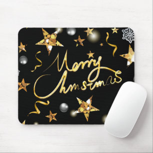 Coole Gold Black Stars Metallische Mode Merry Xmas Mousepad