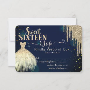 Coole Gold Glitzer Tropfen, Dress Navy Blue Sweet Einladung