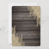 Coole Gold Glitzer Tropfen, Dress Wood Sweet 16 Einladung (Rückseite)