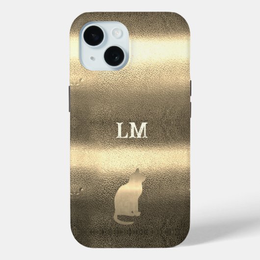Coole Gold Look Cat Monogram Initialen Case-Mate iPhone Hülle (Rückseite)