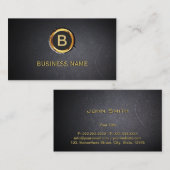 Coole Gold Ring Monogram Coal Black Business Card Visitenkarte (Vorne/Hinten)