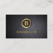 Coole Gold Ring Monogram Coal Black Business Card Visitenkarte (Vorderseite)
