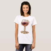 Coole Gold ROTWEINGLAS 3D-Text-Kunst T-Shirt (Vorne ganz)