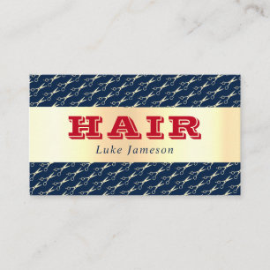 Coole Gold- und Vintage-rote-Typografie-Friseur Visitenkarte