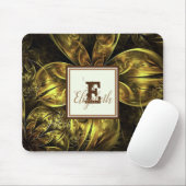 Coole Goldfloral, Monogramm Mousepad (Mit Mouse)