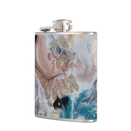 Coole Goldmarmortextur Flachmann (Links)