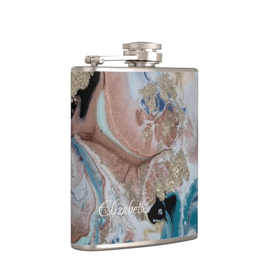 Coole Goldmarmortextur Flachmann (Rechts)