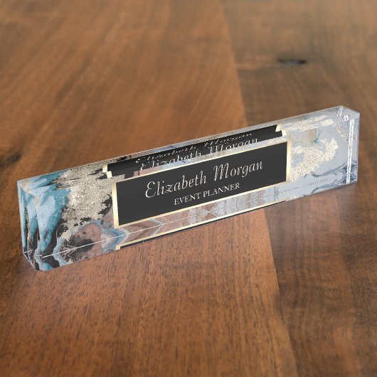 Coole Goldmarmortextur Namensplakette (Seite)