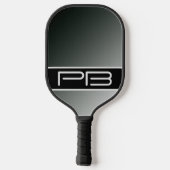 Coole Gradient Moderne Doppelinitials Schwarz Grau Pickleball Schläger (Rückseite)
