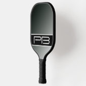 Coole Gradient Moderne Doppelinitials Schwarz Grau Pickleball Schläger (Links)