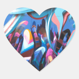 Coole Graffiti-Mauer Herz-Aufkleber