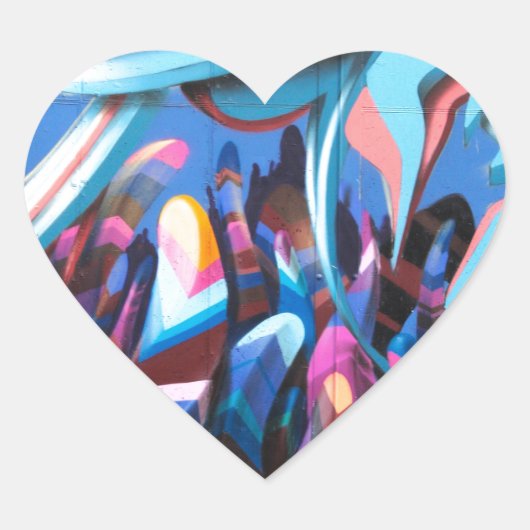 Coole Graffiti-Mauer Herz-Aufkleber (Vorderseite)