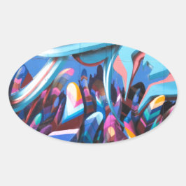 Coole Graffiti-Mauer Ovaler Aufkleber