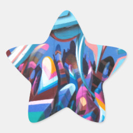 Coole Graffiti-Mauer Stern-Aufkleber