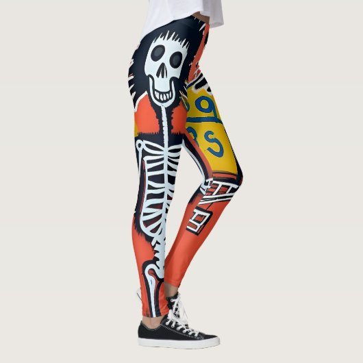 Coole Graffiti Skull Street Malerei Angesagt Künst Leggings (Rechts)