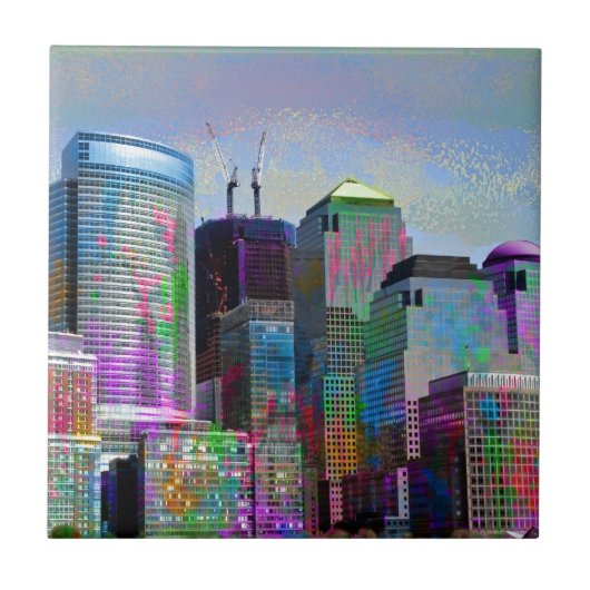 Coole Graffiti-Spritzer Aquarellfarben New York Ci Fliese (Vorderseite)