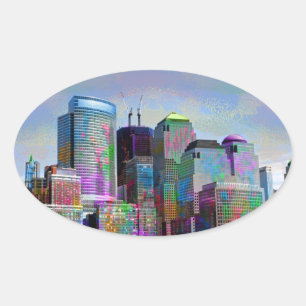 Coole Graffiti-Spritzer Aquarellfarben New York Ci Ovaler Aufkleber