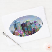 Coole Graffiti-Spritzer Aquarellfarben New York Ci Ovaler Aufkleber (Umschlag)