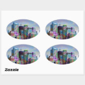 Coole Graffiti-Spritzer Aquarellfarben New York Ci Ovaler Aufkleber (Blatt)