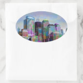 Coole Graffiti-Spritzer Aquarellfarben New York Ci Ovaler Aufkleber (Tasche)