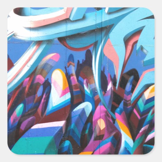 Coole Graffiti-Wand Quadratischer Aufkleber (Vorderseite)