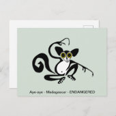 Coole Grafik - AYE-AYE- lemur - Primat - Postkarte (Vorne/Hinten)