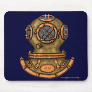 Coole Grafik eines Vintage-Tauchhelms auf einer Ma Mousepad