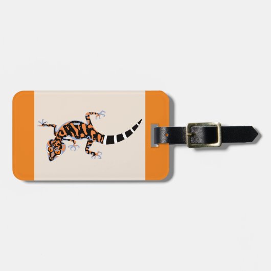 Coole Grafik - GECKO - Lizard - Orange Gepäckanhänger (Vorderseite horizontal)