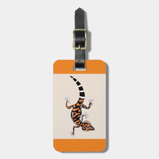 Coole Grafik - GECKO - Lizard - Orange Gepäckanhänger (Vorderseite vertikal)