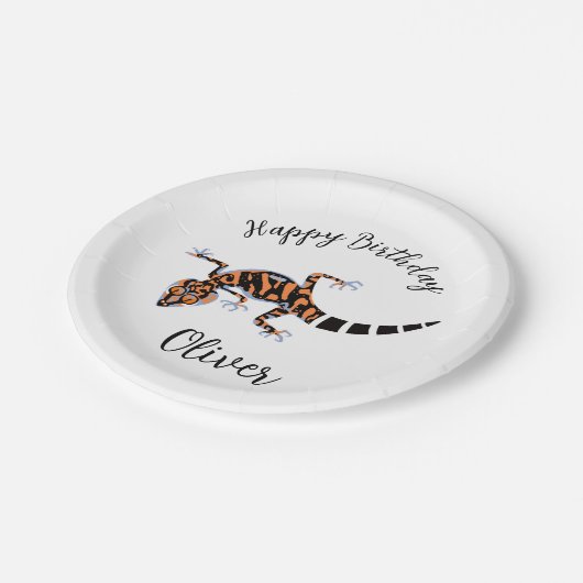 Coole Grafik - GECKO - Wildlife- Party Pappteller (Schrägansicht)