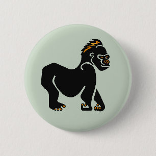 Coole Grafik - GORILLA - Wildlife- Primat - grün Button