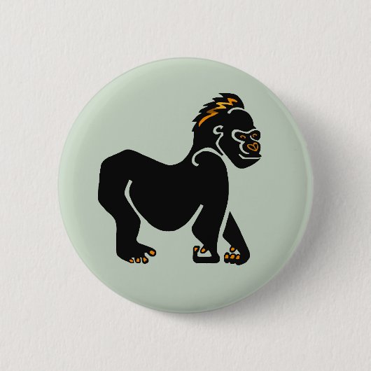 Coole Grafik - GORILLA - Wildlife- Primat - grün Button (Vorderseite)