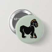 Coole Grafik - GORILLA - Wildlife- Primat - grün Button (Vorne & Hinten)
