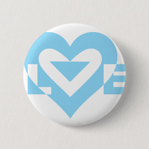 Coole Grafik Liebe, Blau Button