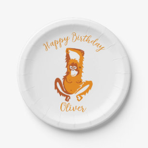 Coole Grafik ORANGUTAN - Happy Birthday — Party Pappteller