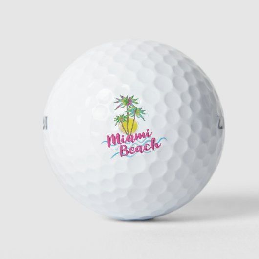 Coole Grafik Pink-Miami-Beach-Florida Golfball (Vorderseite)