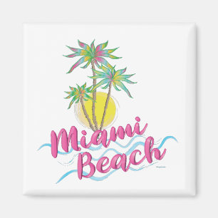 Coole Grafik Pink-Miami-Beach-Florida Magnet