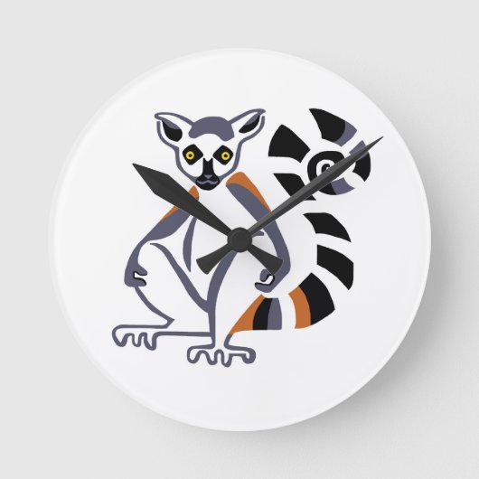 Coole Grafik - Ring-tails LEMUR - Primat Runde Wanduhr (Vorderseite)
