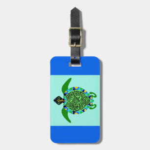 Coole Grafik - Sea TURTLE - blau und grün Gepäckanhänger