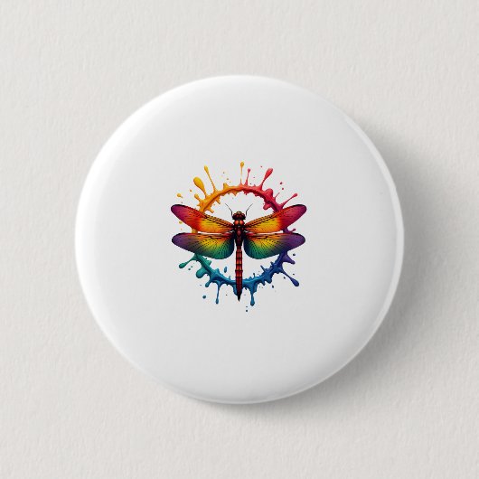 Coole Grafik-Tie-Dye-Sonnenbrille Libellen-Illustr Button (Vorderseite)