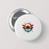 Coole Grafik-Tie-Dye-Sonnenbrille Libellen-Illustr Button (Vorne & Hinten)
