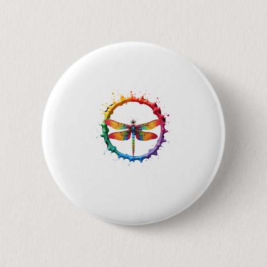 Coole Grafik-Tie-Dye-Sonnenbrille Libellen-Illustr Button (Vorderseite)