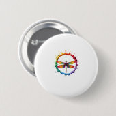 Coole Grafik-Tie-Dye-Sonnenbrille Libellen-Illustr Button (Vorne & Hinten)