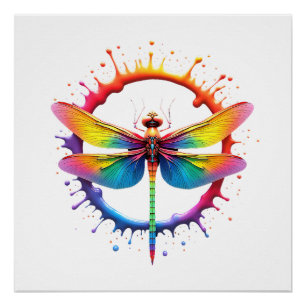 Coole Grafik-Tie-Dye-Sonnenbrille Libellen-Illustr Poster