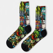 Coole grafische Tribal-Kunstwerke l Moderne Muster Socken (Linkes Detail)