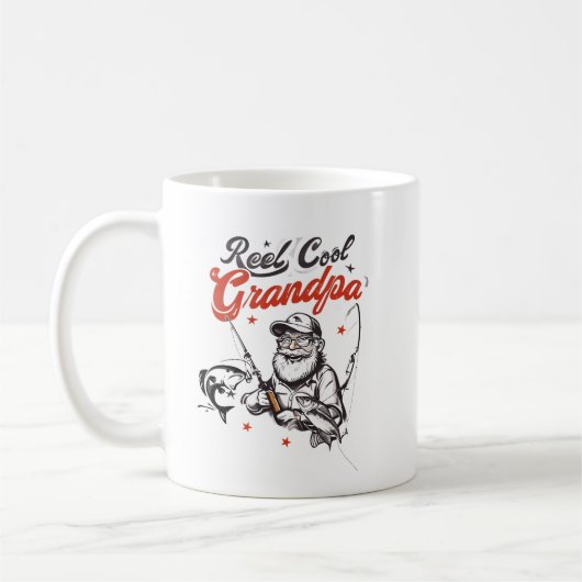 Coole Grandpa-Fischerei Grafik-Tasse Kaffeetasse (Links)