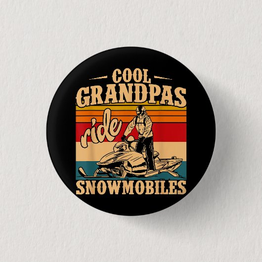 Coole Grandpas Reiten Schneemobile Snowmobile Snow Button (Vorderseite)